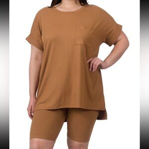BOUTIQUE Casual Brown T-Shirt and Shorts Set